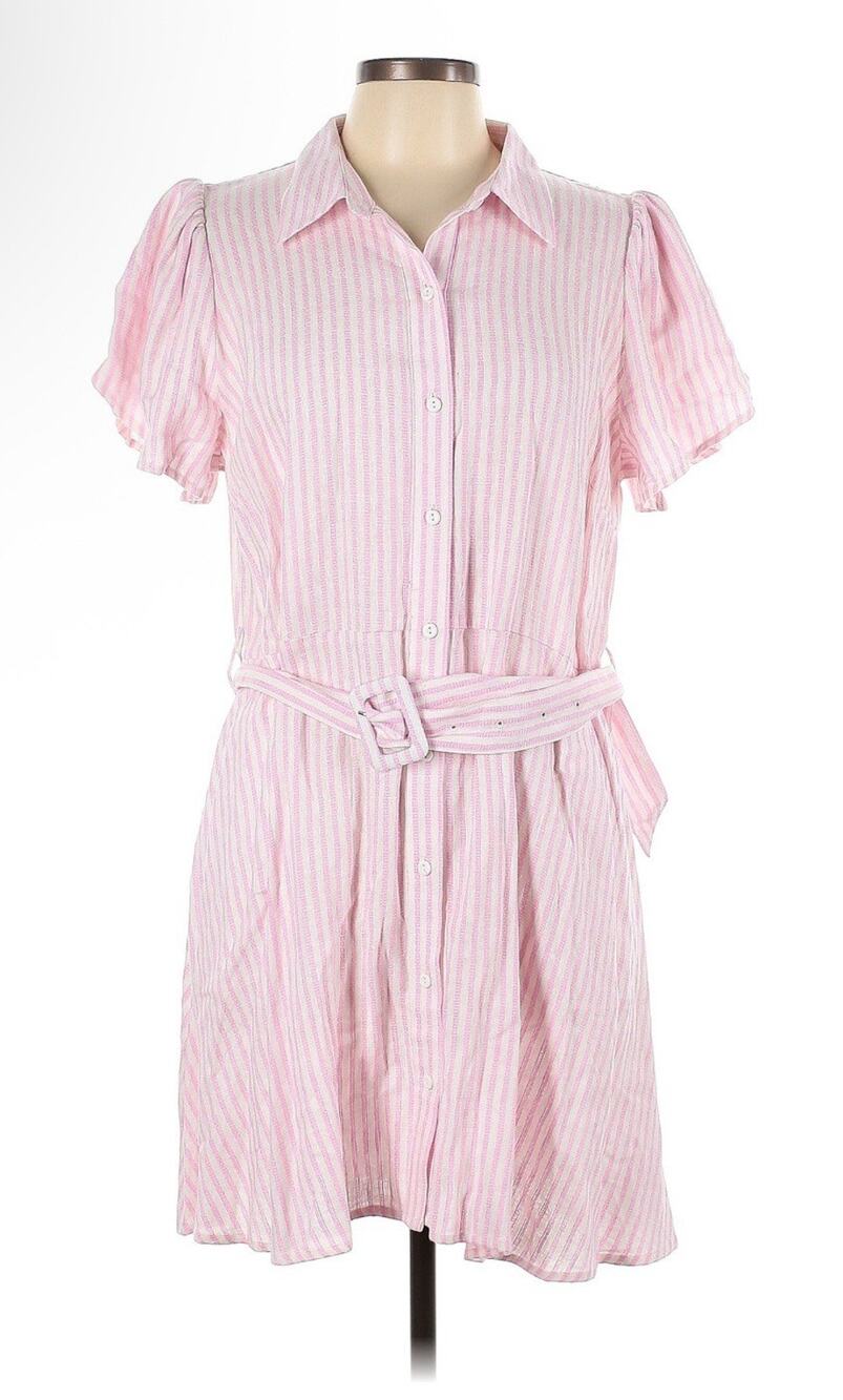 Alexis x Target Pink Tulip Sleeve Belted Seersucker Shirtdress Dress Pink L